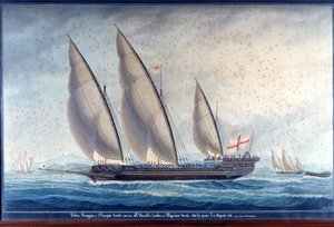 The Genoa galleys Raggia and San Giorgio pursue the Algerian chebec Uccello. 11 August 1788