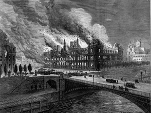 The Paris Commune in 1871. Fire of the City Hall on May 24