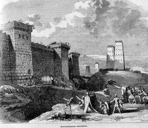 The Capture of Jerusalem by Titus and His Army around 80 AD (engraving)