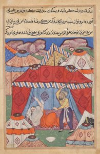The disguised Arab, substituting for Habbaza, is whipped by her husband for refusing a bowl of milk, from Tales of a Parrot: Twenty-fourth Night