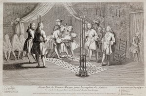 The First and Second Supervisors Lay the Recipient on the Coffin Drawn in the Lodge by Unknown artist