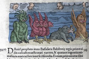 The Prophet Daniel Sees Monsters Appearing: Haniel, Kafziel, Azriel, Aniel