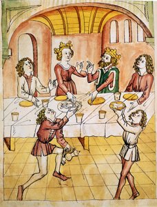 The room of the hundred tables. Facsimile from the 18th century after Perceval by Wolfram von Eschenbach