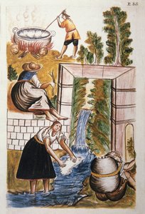 The work of wool, from the book "Trujillo del Peru" or "Códice Martínez Compañón"