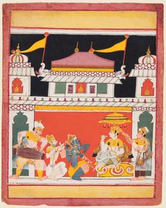 Three Musicians Perform Before a King: Shri Raga, from a Ragamala