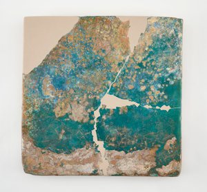 Tile, Large Square. Broken, Repaired and Restored in Plaster