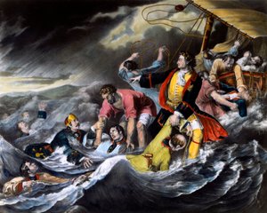 Tsar Peter I the Great Saves Soldiers from Drowning During a Storm