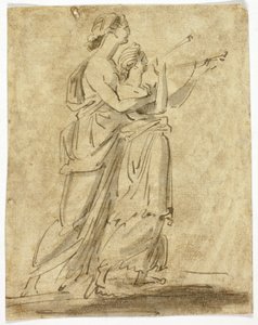 Two Classical Female Figures by Unknown artist
