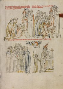 Two Clerics Requesting the Canonization of Saint Hedwig before Pope Urban IV; Pope Clement Requesting Saint Hedwig