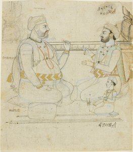 Two Rajput Noblemen with a Child by Unknown artist