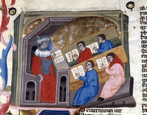 University. 14th century manuscript. Biblioteca Nazionale Braidense. Milan