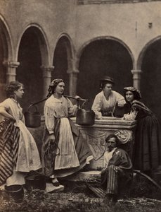 Untitled (Genre scene with four women and a man) by Unknown artist