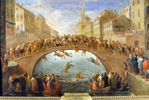 Venice, the game of the bridge. 18th century by Unknown artist