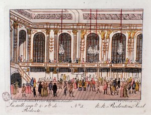 View of the Imperial and Royal Hall of the Redoubt in Vienna, Austria. Engraving from 1815 Private Collection