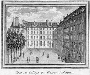 View of the Court of the College of Plessis Sorbonne (Paris), Founded in 1323 by Geoffroy du Plessis Balisson, Used in 1848 and 1849 by the ENA. Engraving Preserved at the Musee Carnavalet