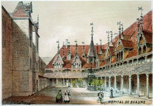 View of the Courtyard of the Hospices de Beaune by Unknown artist
