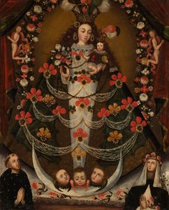 Virgin of Pomata with St. Nicholas Tolentino and St. Rose of Lima by Unknown artist