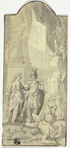 Warrior Conversing with Lady in Banquet, with Dead Man at Their Feet by Unknown artist