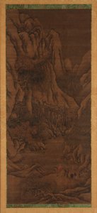 Winter Landscape: Hills and River; Figures of Mounted Travelers by Unknown artist