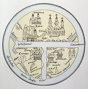 World map from an 11th century Leipzig manuscript by Unknown artist
