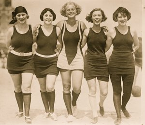 Beauties Arm in Arm on the Beach by Unknown photographer