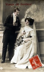 Bridal Couple, Greeting Postcard for a Wedding, 1920s