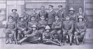Col Owen, Major Boole-Smith and the other officers of the Dragoon Guards, from After Pretoria: The Guerilla War published by Harmsworth Bros Limited