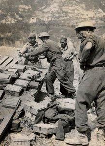 German mines lifted by sappers of the sixth South African armored division while clearing the highway and surrounding area in Vado during the new allied advance by Unknown photographer