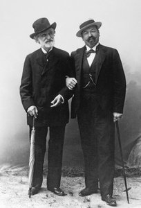 Giuseppe Verdi, Italian composer (1813-1901), and tenor Francesco Tamagno (1850-1905) in Montecatini at the end of the 19th century