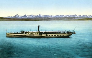 Lake Neuchatel (France, Switzerland): The Salon Steamboat, 1913 by Unknown photographer