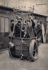 Photographic staging with a hot air balloon. Photography, late 19th century, Paris. Coll. Selva by Unknown photographer