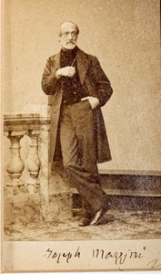 Portrait of Giuseppe Mazzini, with Autograph (b/w Photo)