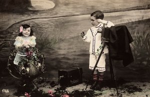 Portrait of two children in a photographer