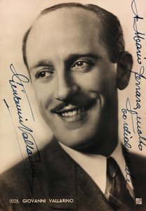 Portrait with Dedication and Autograph of the Italian Singer Giovanni Vallarino; Postcard by Unknown photographer