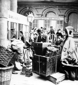 Passengers Overseeing the Weighing of the Luggages in Gare de Lyon in Paris, at the Time of the Second Empire in France by Unknown photographer