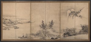 Chinese Pavilions in a Landscape by Unkoku Toeki
