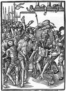 Christ before Pontius Pilate. Xylography of Urs Graf from 1514. Private collection. Milan. by Urs  Graf