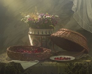 Rustic Cherry Still Life by UstinaGreen