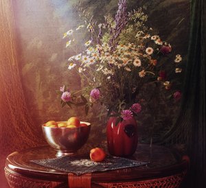 Wildflowers and Peaches Still Life by UstinaGreen