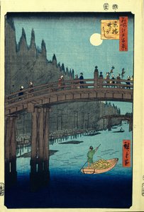 Bamboo Quay by Kyobashi Bridge. One Hundred Famous Views of Edo by Utagawa Hiroshige