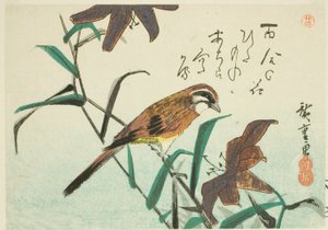 Bunting and Lilies by Utagawa Hiroshige