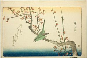 Bush Warbler on Plum Branch by Utagawa Hiroshige