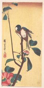 Camellia and Blue-Headed Bird by Utagawa Hiroshige