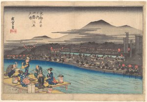 Cooling off in the Evening at Shijogawara by Utagawa Hiroshige
