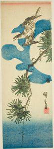 Cuckoo, Pine Branch, and Full Moon by Utagawa Hiroshige
