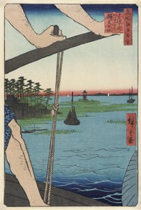 Haneda Ferry and Benten Shrine by Utagawa Hiroshige