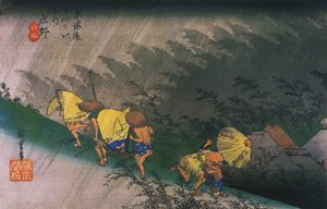 Travellers Surprised by Sudden Rain by Utagawa Hiroshige