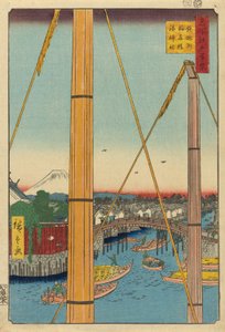 Inari Bridge and Minato Shrine, Teppozu, from the series One Hundred Famous Views of Edo by Utagawa Hiroshige