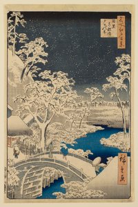 Meguro Drum Bridge and Sunset Hill, from the series “One Hundred Famous Views of Edo” by Utagawa Hiroshige