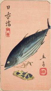 Morning Market at Nihon Bridge, section of a sheet from the series "Cutouts of Famous Places in Edo"
